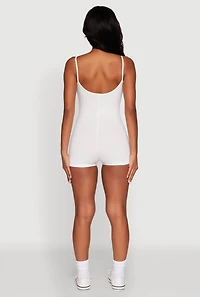 Womens Daisy Scoop Neck Romper, White, Size S