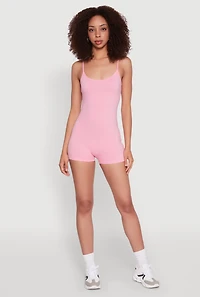 Womens Daisy Scoop Neck Romper, Pink,