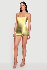 Striped Scoop Neck Sleeveless Romper