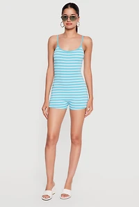 Striped Scoop Neck Sleeveless Romper