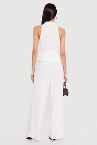 Collared Wide Leg Jumpsuit with Belt