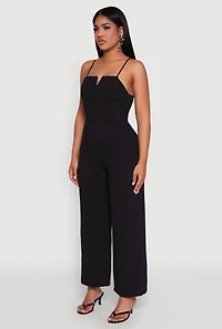 Womens Crepe Knit Pleated Jumpsuit,