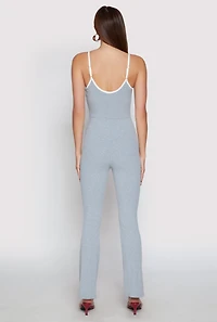 Womens Iris Contrast Trim Cami Flare Jumpsuit, Grey, Size S