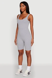 Womens Iris Rib Knit Biker Romper, Grey, Size S
