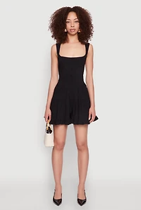 Womens Iris Open Back Corset Tiered Romper, Black, Size M