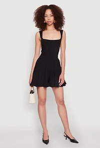 Womens Iris Open Back Corset Tiered Romper, Black, Size M