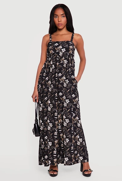 Floral Gauze Knit Wide Leg Jumpsuit