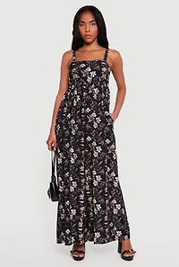 Floral Gauze Knit Wide Leg Jumpsuit