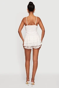 Almost Famous Lace Ruffle Tiered Cami Romper