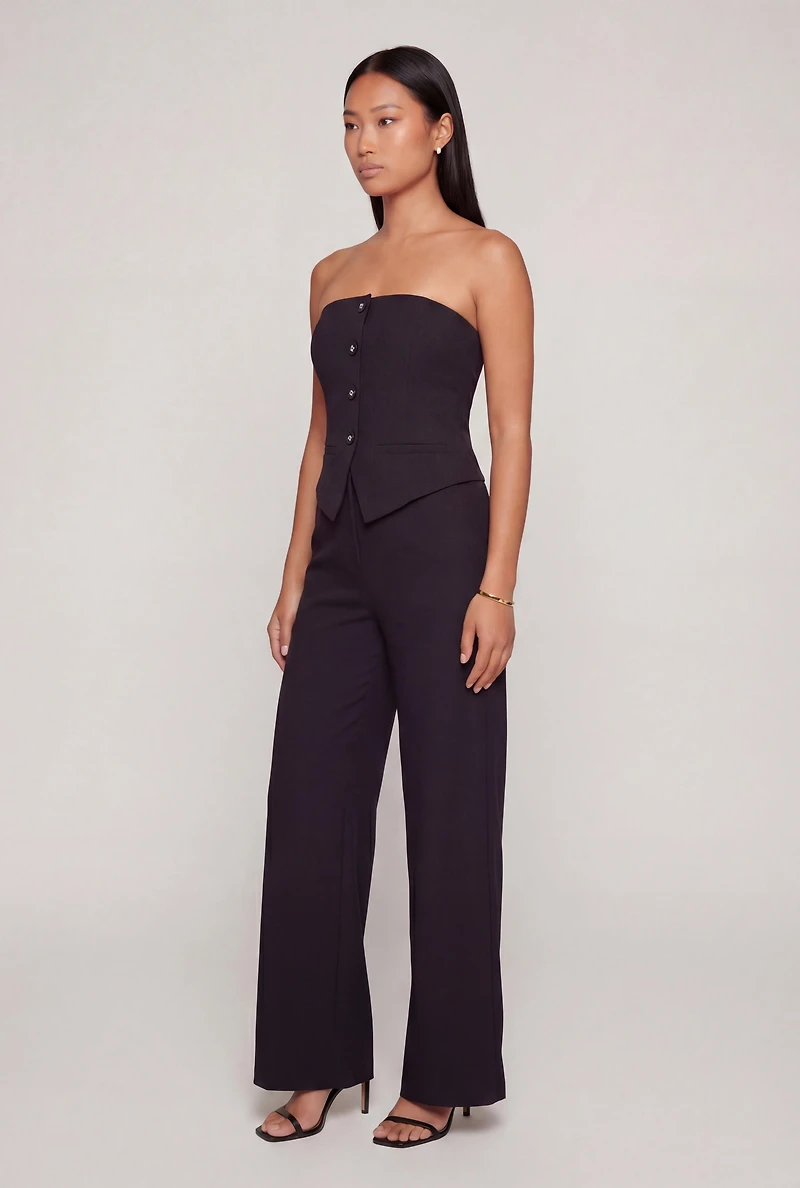Almost Famous Strapless Vest Front Jumpsuit
