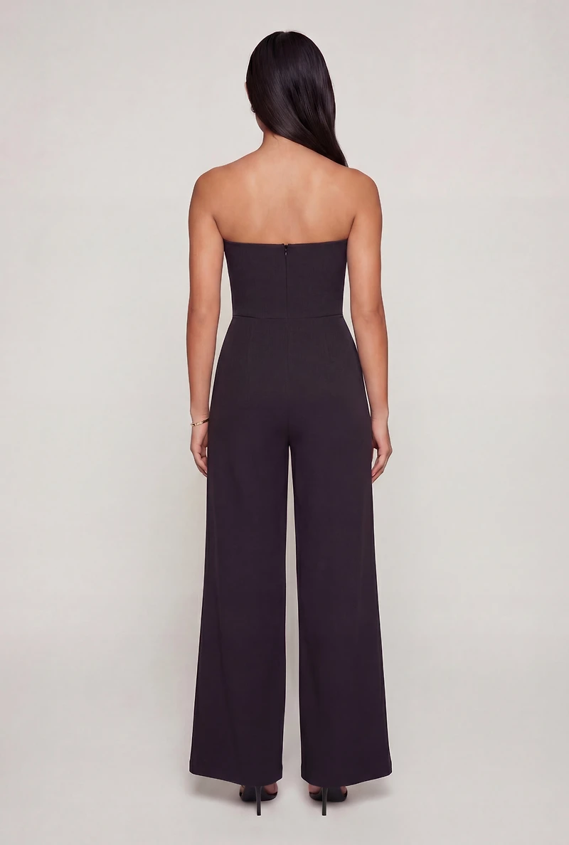 Almost Famous Strapless Vest Front Jumpsuit