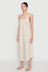 Womens Cropped Wide Leg Jumpsuit,