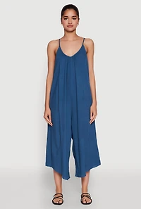 Womens Cropped Wide Leg Jumpsuit,