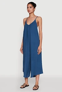 Womens Cropped Wide Leg Jumpsuit,