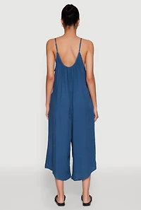Womens Cropped Wide Leg Jumpsuit,