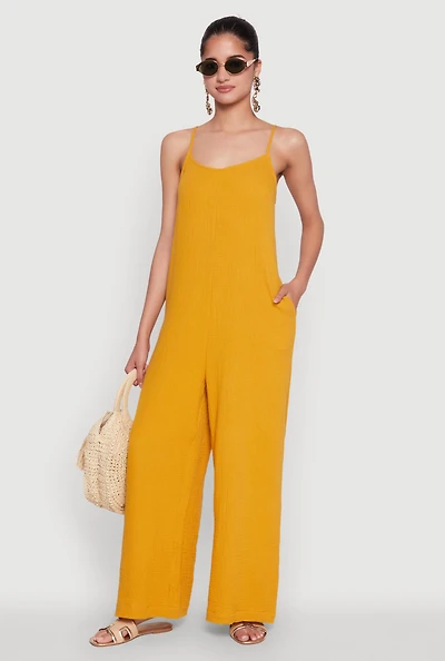 Gauze Knit Wide Leg Jumpsuit