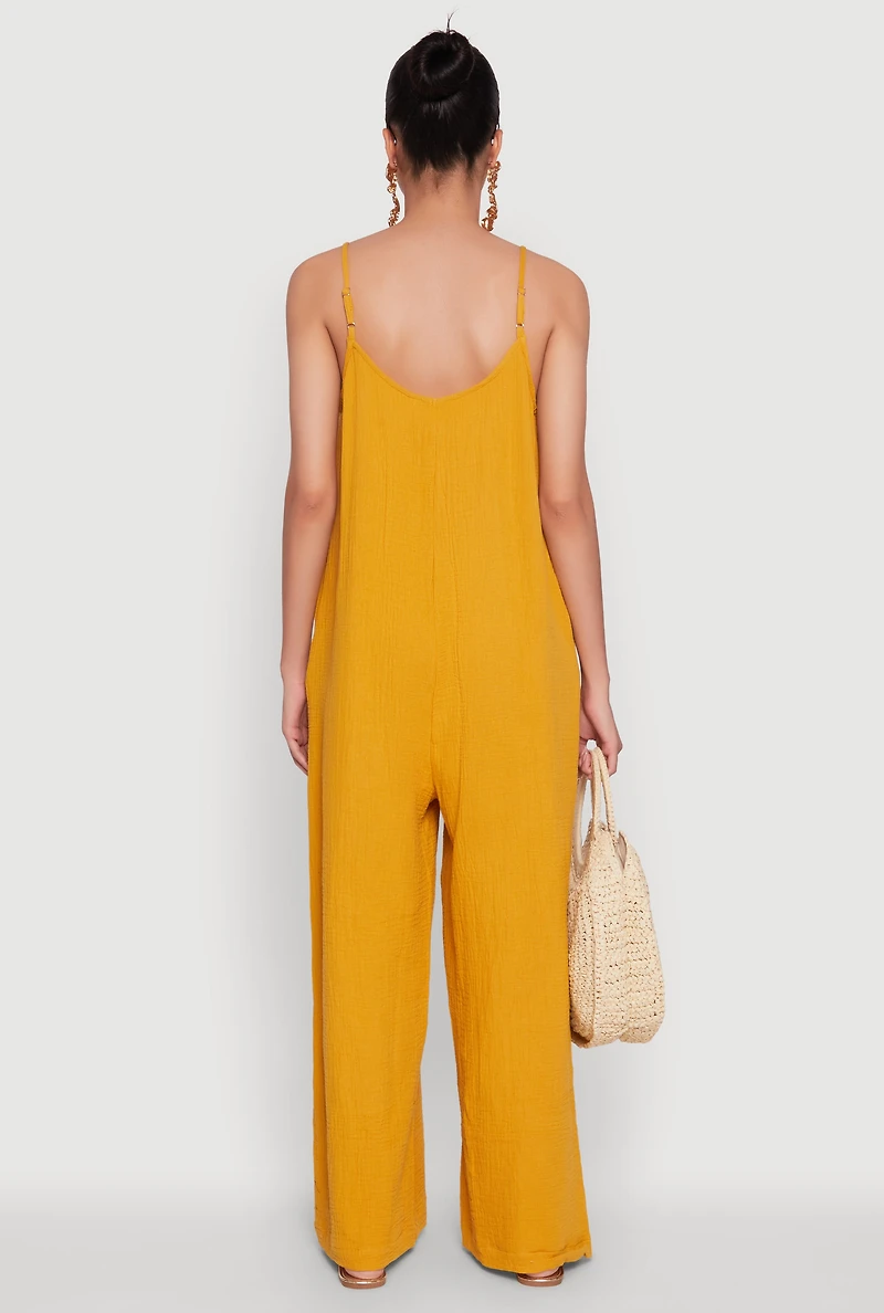 Gauze Knit Wide Leg Jumpsuit