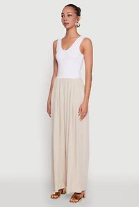 Womens Ponte Wide Leg Pleated Jumpsuit,