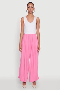 Ponte Wide Leg Pleated Jumpsuit