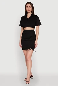 Womens Lace Up Back Button Front Cut Out Mini Dress, Black,
