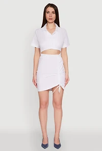 Lace Up Back Button Front Cut Out Mini Dress