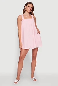 Womens Chic Gauze Knit Ruched Shift Dress,