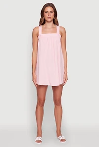 Womens Chic Gauze Knit Ruched Shift Dress, Pink, Size L