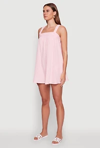 Womens Chic Gauze Knit Ruched Shift Dress, L