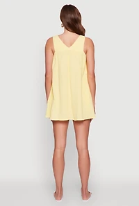 Womens Chic Gauze Knit Ruched Shift Dress, Yellow, Size XL
