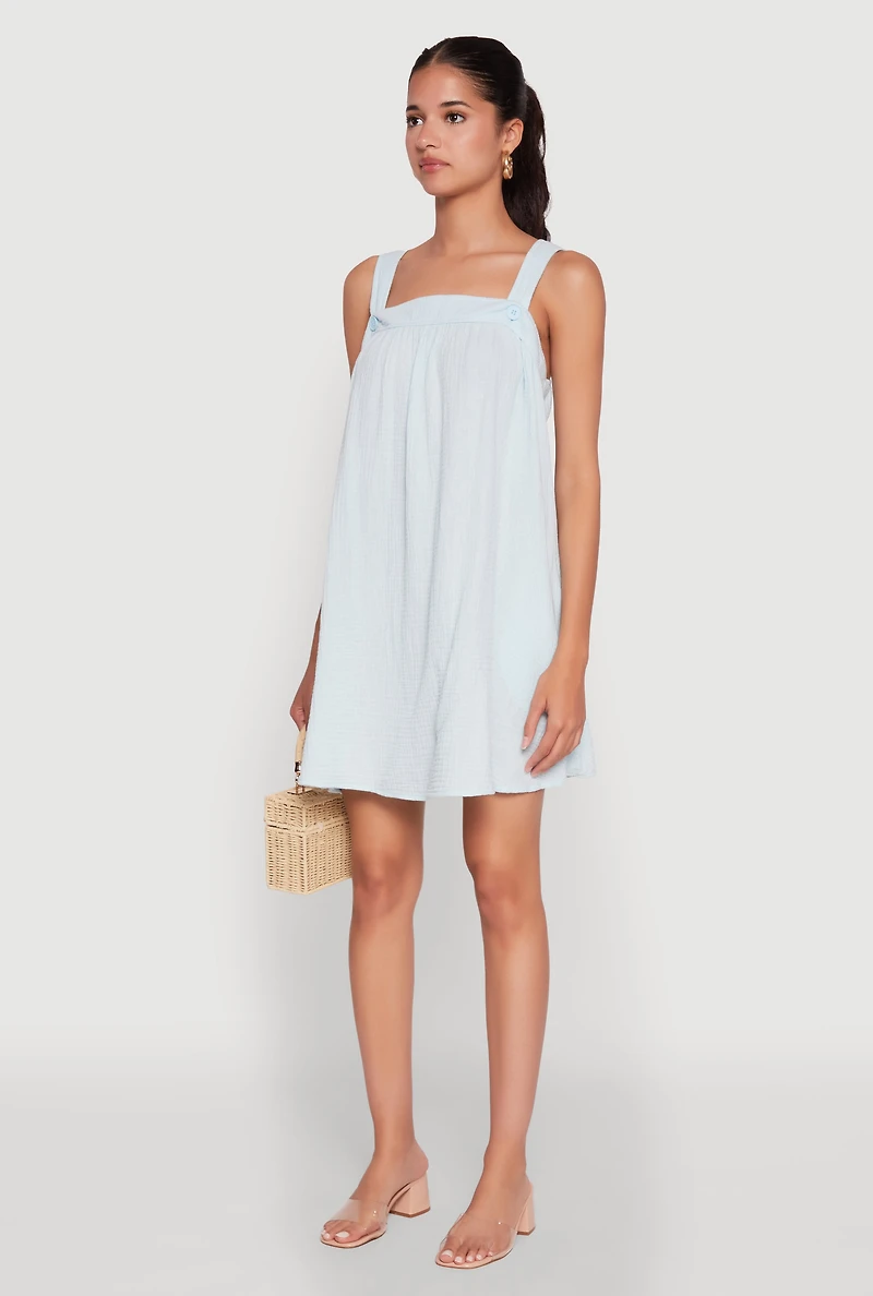 Chic Gauze Knit Ruched Shift Dress