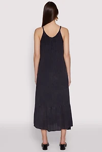 Womens Crochet Detail Sleeveless Maxi Dress, Black,