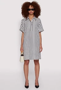Womens Striped Shift Dress, Multi, Size M