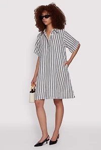 Womens Striped Shift Dress, Multi, Size M
