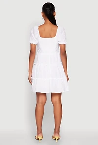 Womens Haute Monde Eyelet Tiered Mini Dress, White, Size S