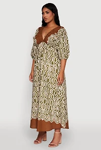 Womens Border Print Boho Maxi Dress, Multi, Size M