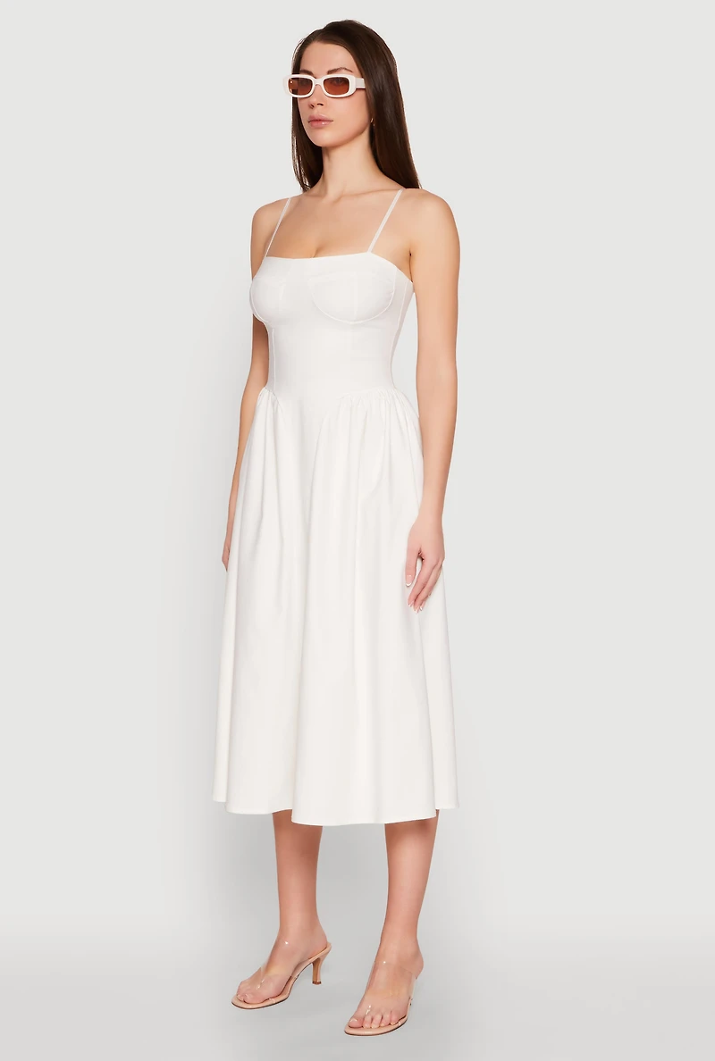 Womens Hyperstretch Bustier Midi Dress, White, Size S