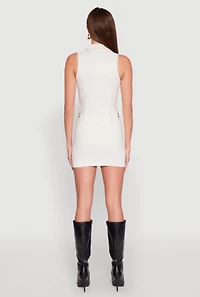 Womens Hyper Stretch Cargo Pocket Mini Dress, White, Size M