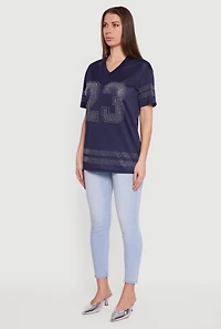 Rhinestone Graphic Football Jersey
