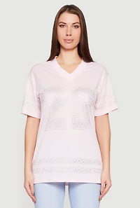 Rhinestone Graphic Football Jersey