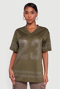 Rhinestone Graphic Football Jersey