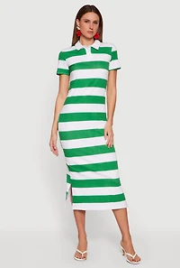 Striped Polo Midi Dress