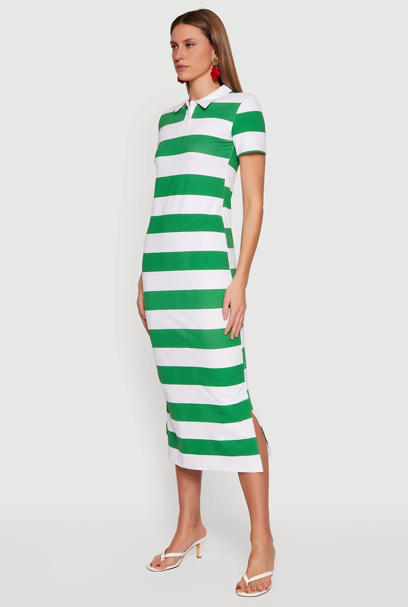 Striped Polo Midi Dress
