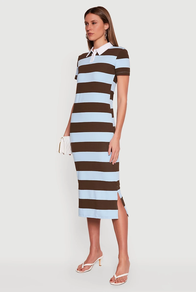 Striped Polo Midi Dress