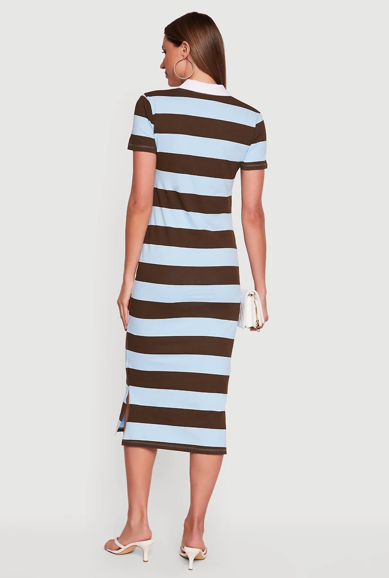 Striped Polo Midi Dress