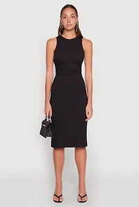 Womens Textured Knit Cut Out Midi Dress, M