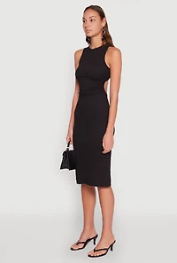 Womens Textured Knit Cut Out Midi Dress, M