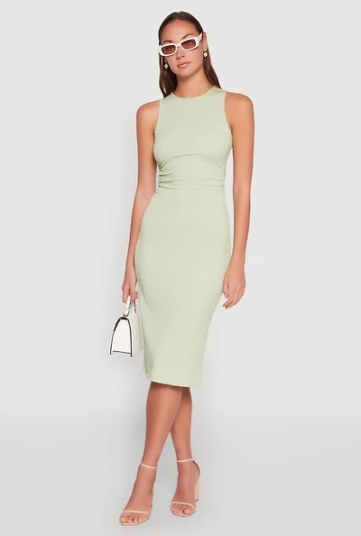 Womens Textured Knit Cut Out Midi Dress,
