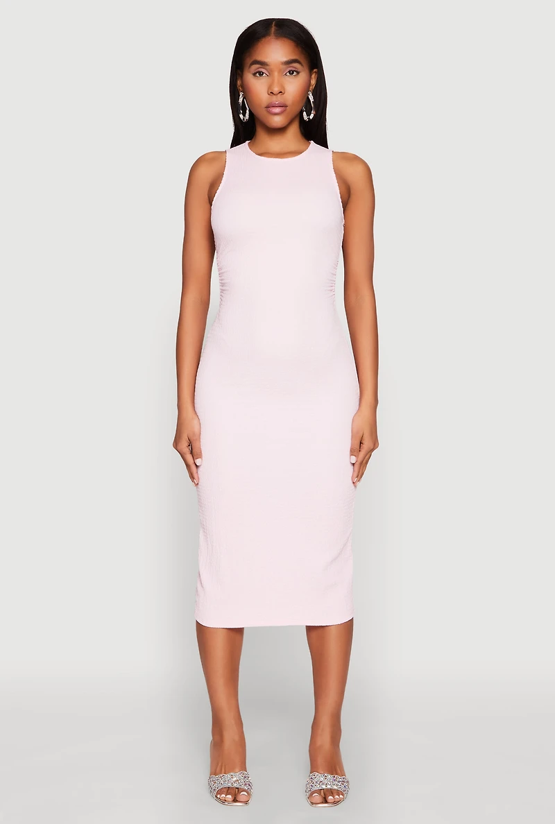 Womens Textured Knit Cut Out Midi Dress,