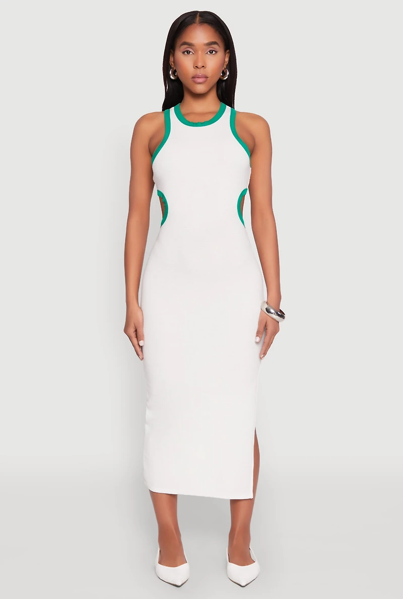 Contrast Trim Cut Out Tank Dress