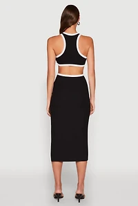 Womens Contrast Trim Cut Out Tank Dress, Black, Size M